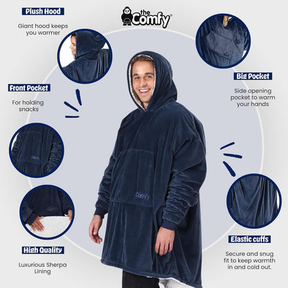 THE COMFY Original | From Shark Tank | Patented | Oversized Sherpa Wearable Blanket Hoodie| Gift for Women & Men | One Size