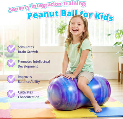 18’’/20’’ Peanut Ball for Kids & Adults, Anti-Burst Exercise Ball for Autism Sensory Training, Pregnancy & Physical Therapy, Yoga Balance Ball Chair for Fitness.