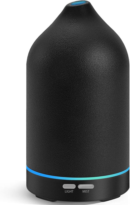URPOWER 180ML Ceramic Essential Oil Diffuser, Ultrasonic Aromatherapy Diffuser with 7-Color Lights, Auto Shut-Off, Quiet Oil Diffuser for Bedroom, Home Office