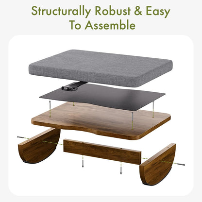 Ergonomic Wooden Footrest for Under Desk, Foot Rest with Anti-Slip Surface, Comfortable Desk Foot Stool for Office Home Gaming, Improve Posture & Promote Blood Circulation