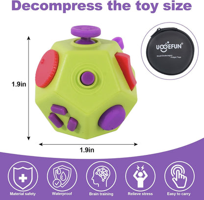 UOOEFUN Small Fidget Toys,12 Sided Fidget Toys,Mini Cube Toys Relief Stress,Autism and Anxiety Depression Anti for Kids Adults Improve Focus (Grey)