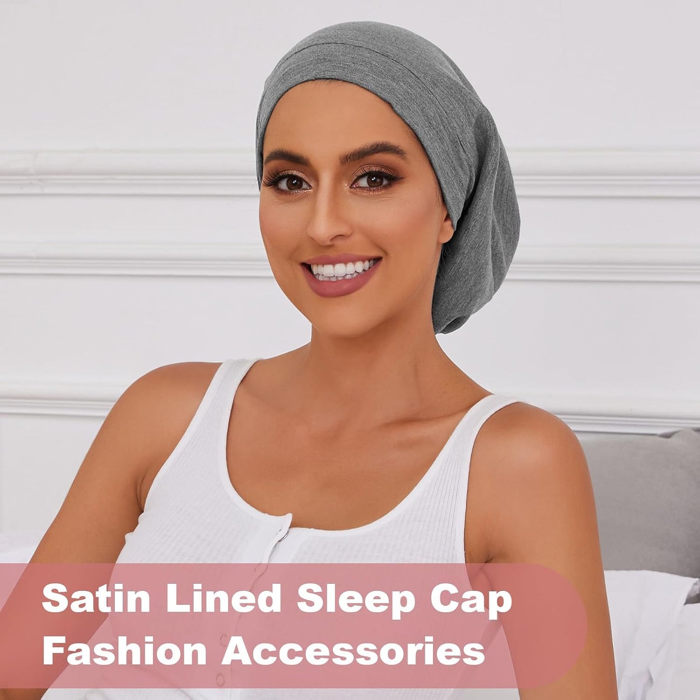 ZHENSILK Silk Bonnet for Sleeping Women, Adjustable Silky Satin Lined Sleep Cap, Silk Hair Wrap Slouch Beanie Hat