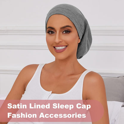 ZHENSILK Silk Bonnet for Sleeping Women, Adjustable Silky Satin Lined Sleep Cap, Silk Hair Wrap Slouch Beanie Hat
