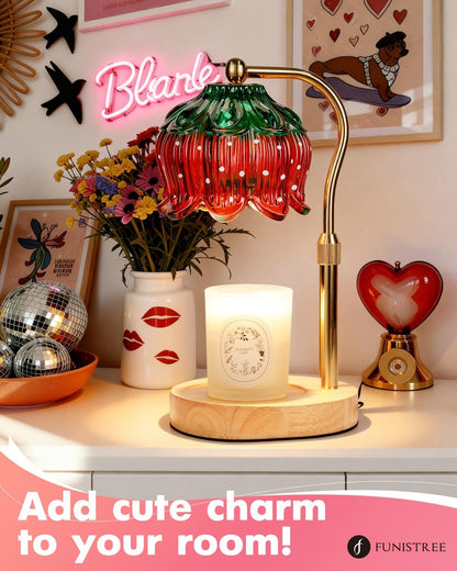 Funistree Flower Candle Warmer Lamp with Timer, Dimmable Candle Lamp Warmer, Christmas Birthday Gifts for Women Mom Her, Housewarming Home Decor, Lotus Wax Warmer for Yankee Candles - Lily Amber
