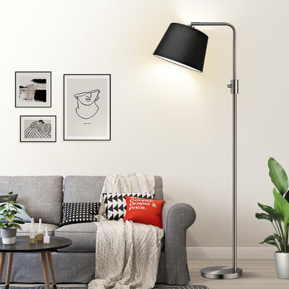 【Upgraded】 Dimmable Floor Lamp, 1000 Lumens LED Edison Bulb Included, Arc Floor Lamps for Living Room Modern Standing Lamp with Linen Shade, Tall Lamp for Bedroom Office Dining Room- Black