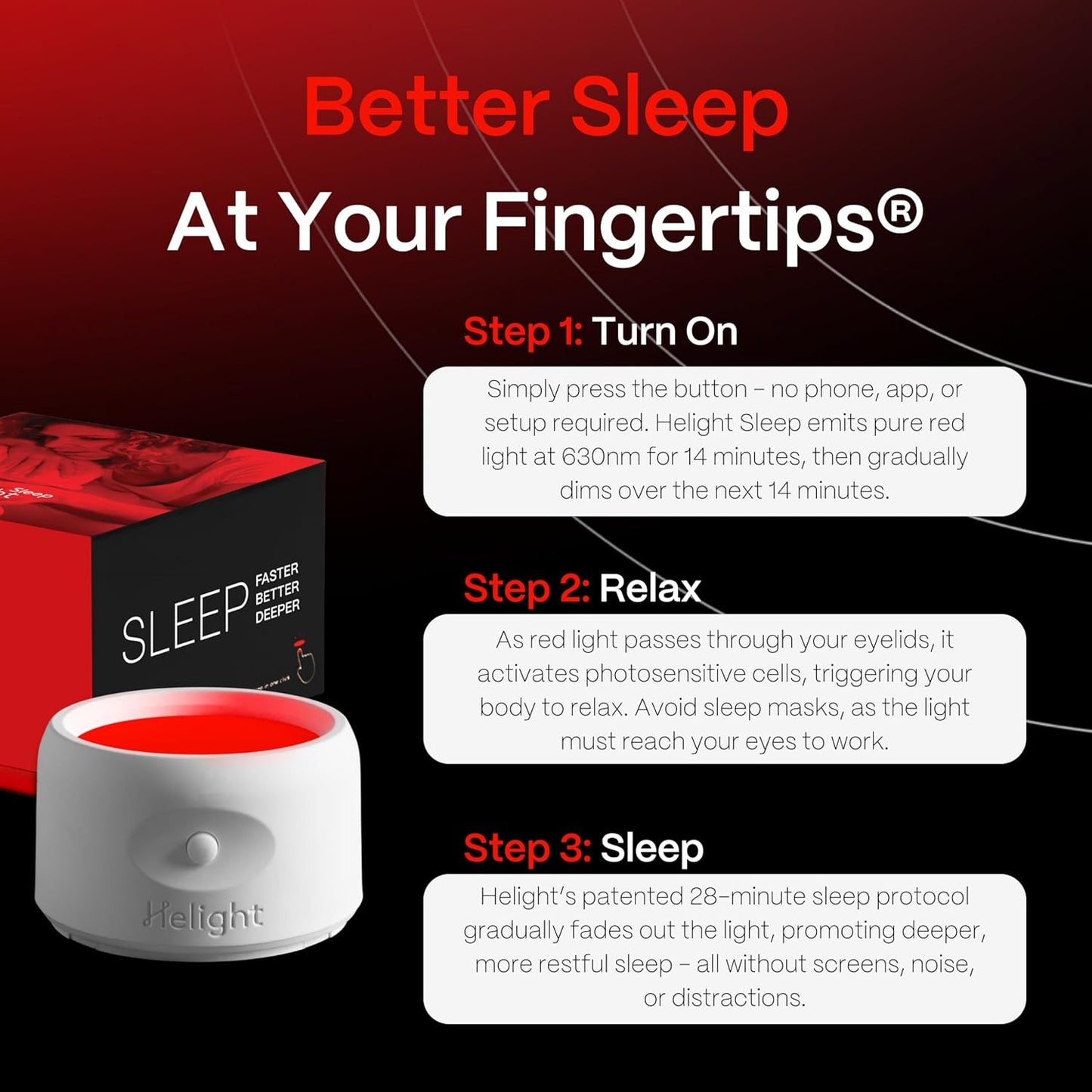Helight Red Light Therapy Sleep Device – 630nm Pure Red Light Lamp Sleep Aid to Support Deep Relaxation – Rest Lamp Backed by Science for Adults & Kids Bedrooms
