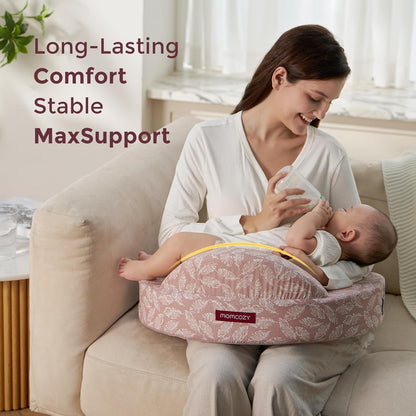 Momcozy CozyPro Nursing Pillow - All Around Lumbar & Arm Support - Safety Guard, Firm & Springy Memory Foam-Stable, Ergonomic Support, Easier Breastfeeding, Wider Cushion, Adjustable, Removable Cover