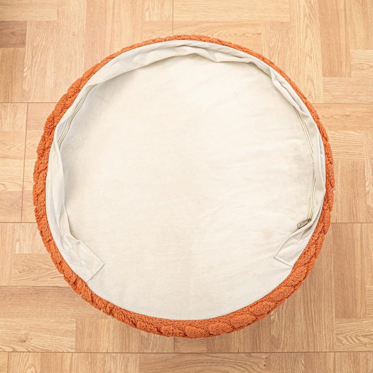 Round Pouf Ottoman Foot Stool 20x14In Ottoman Footrest for Couch Sofa Green