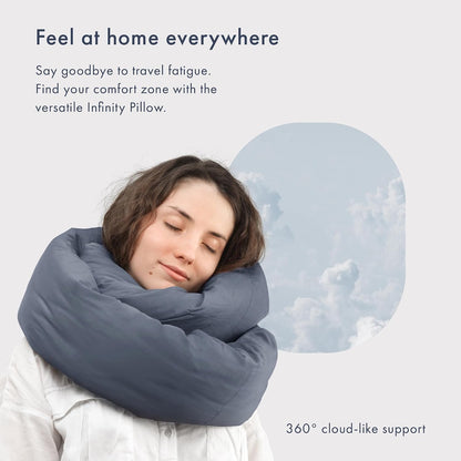 Huzi Infinity Pillow - Home Travel Soft Neck Scarf Support Sleep (Grey)