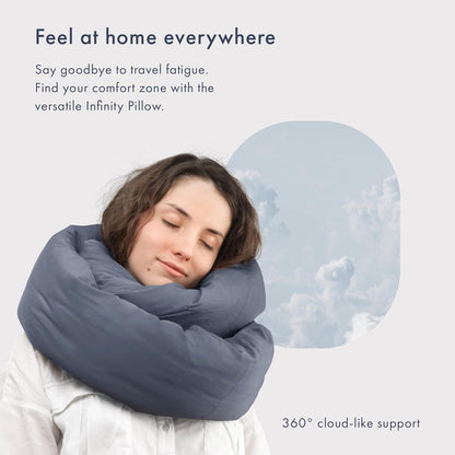 Huzi Infinity Pillow - Home Travel Soft Neck Scarf Support Sleep (Grey)