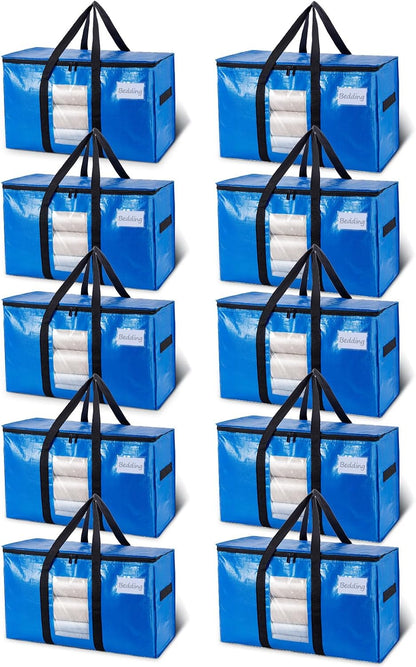 TAILI Blue Extra Large Moving Bags,Storage Bags with Visible Window