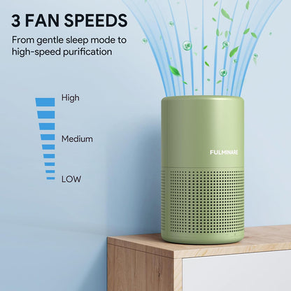 FULMINARE Air Purifiers for Home Bedroom H13 HEPA Air Purifier, 3 Speeds, Timer, 24dB, Small Mini Air Purifier with Night Light, Sage Green