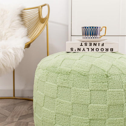 Round Pouf Ottoman 20 x 20 x 14 Inches Boho Poof Home Decor Floor Pouffe Ottoman Foot Rest for Couch Sofa Bean Bag Chairs Living Room Bedroom (Green)