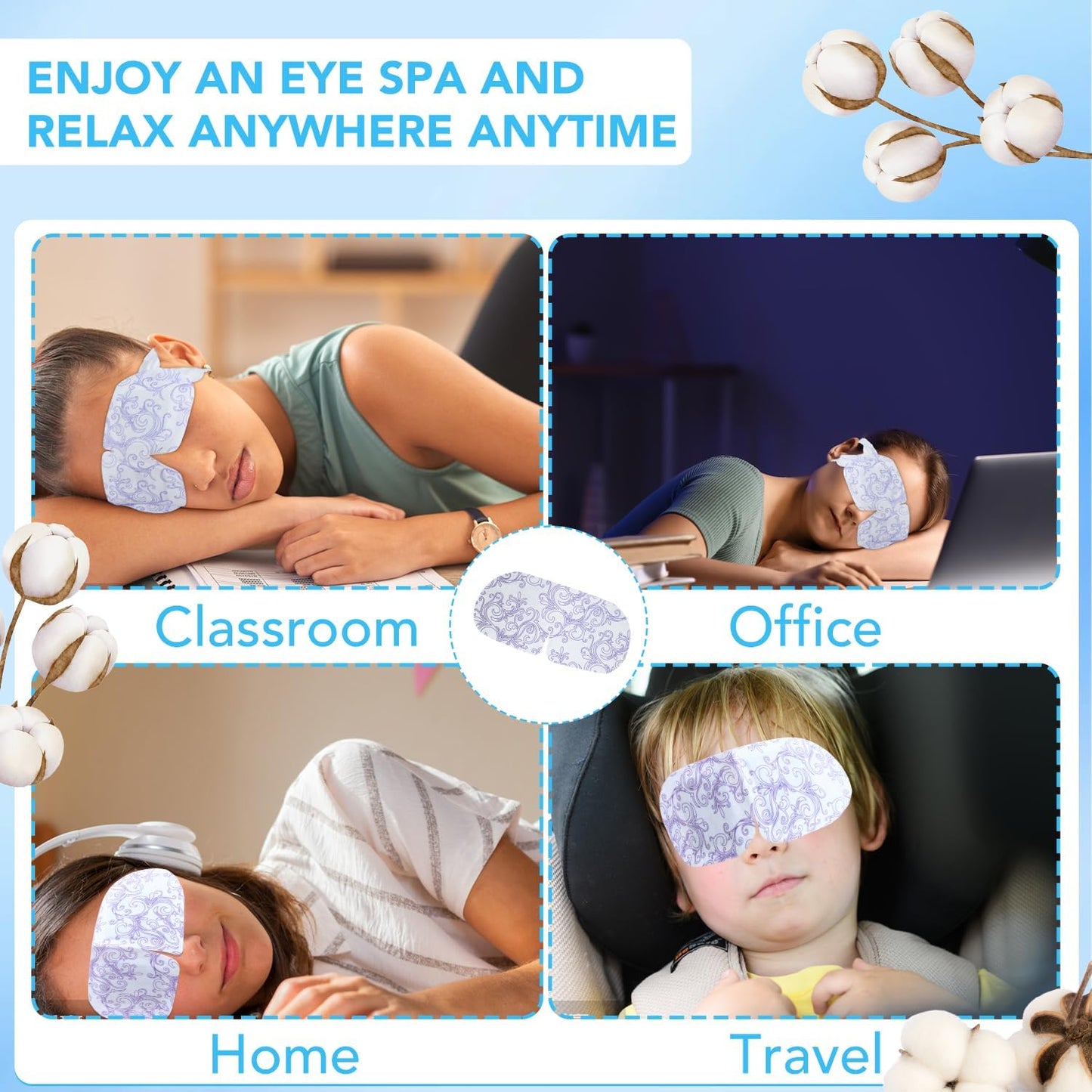 XPCARE 32 Pack Steam Eye Masks for Dry Eyes, SPA Warm Sleep Eye Mask, Disposable Heated Eye Mask for Dark Circles, Puffy Eyes, Relief Stress Eye Fatigue(Unscented)