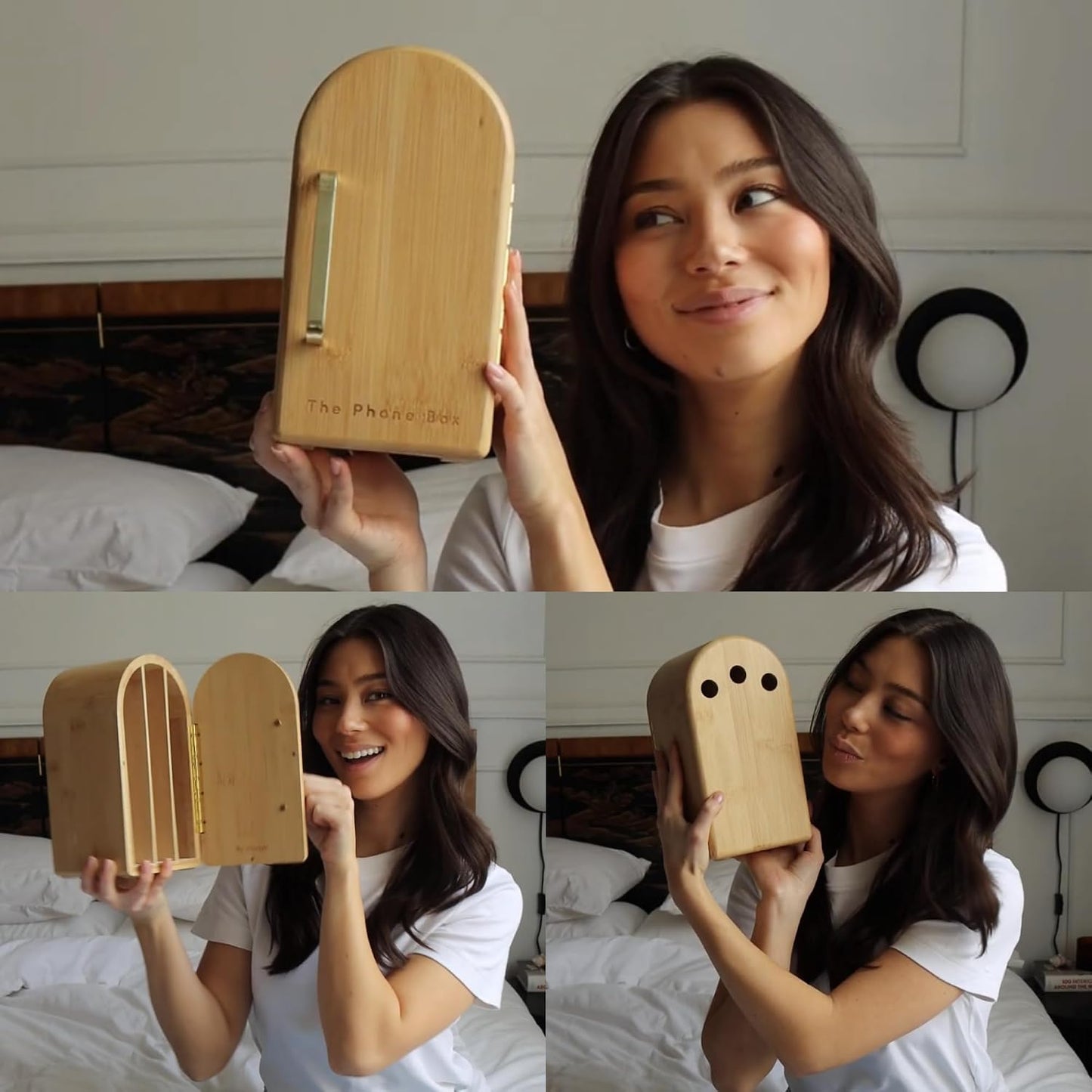 Papaya The Phone Box, Cell Phone Box for Family Time, Premium Bamboo Wood