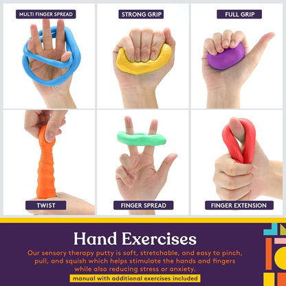 Special Supplies Therapy Putty for Teens and Adults - Resistive Hand Exercise Stress Relief Therapy Putty Kit, Set of 4 Strengths, Three Ounces of Each Putty (Primary Colors)