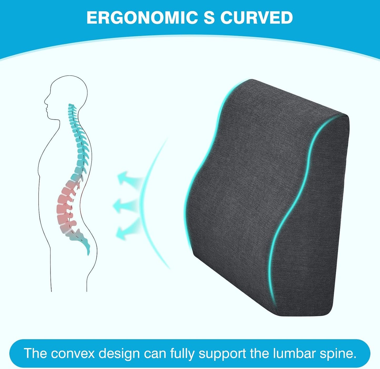 Back Support Pillow for Recliner Dual Layer Lumbar Support Pillow with Gel Memory Foam Ergonomic Orthopedic Couch Lumbar Cushions for Elderly Lower Back Pain Relief Washable Cover Brown