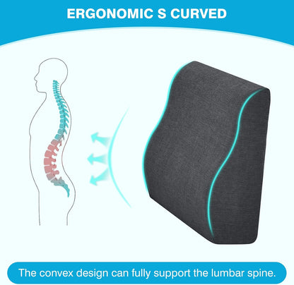 Back Support Pillow for Recliner Dual Layer Lumbar Support Pillow with Gel Memory Foam Ergonomic Orthopedic Couch Lumbar Cushions for Elderly Lower Back Pain Relief Washable Cover Brown