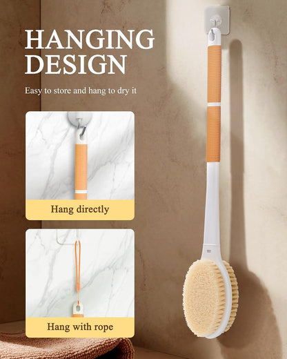 Dry Brushing Body Brush for Massage - Natural Boar Bristle Exfoliating Brush with Massage Nodes for Lymphatic Drainage, Cellulite, Blood Circulation Improving Skin Health for Women Men Elderly(Grey)