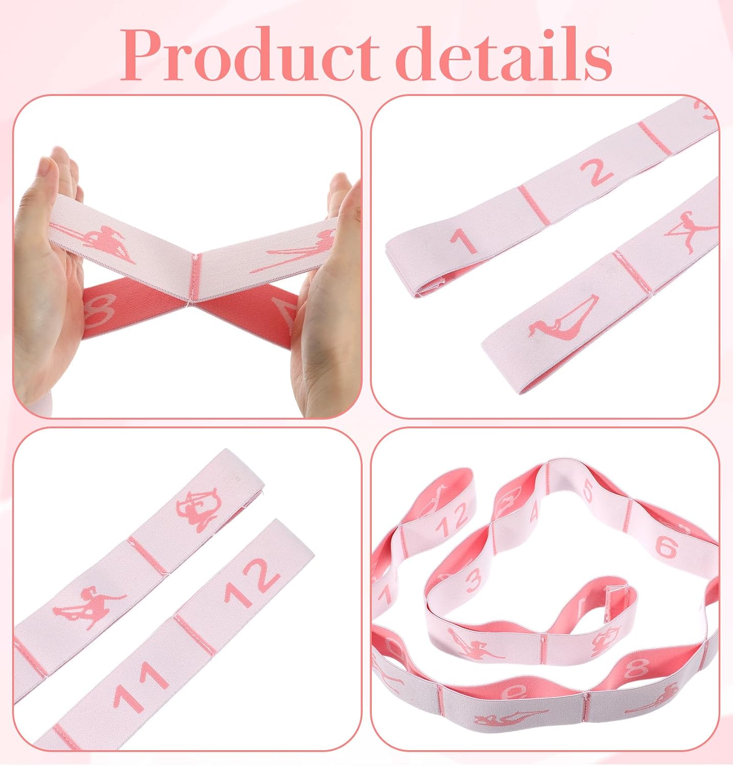 12 Loop Stretch Band, 12 Loops Yoga Straps for Stretching, Yoga Strap for Flexibility Training, Leg Stretch & Exercise, Durable Elastic Resistance Band