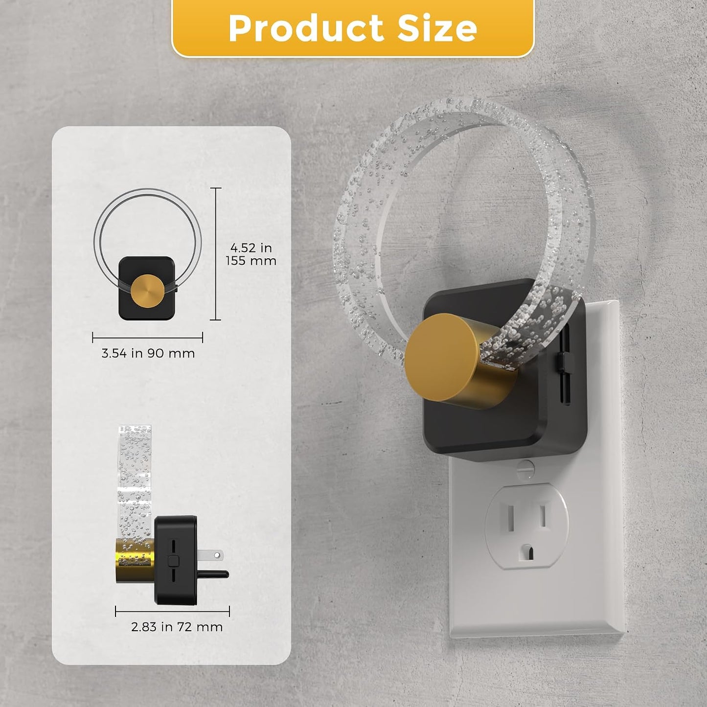 L LOHAS LED Night Lights Plug into wall, Amber Night Light with Adjustable Brightness, Plug in NightLight with Auto Light Sensor, Wall Sconce-Style Design Night Light for Bathroom,Hallway, 2 Pack