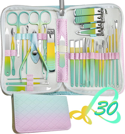 Manicure Set 30 in 1 Nail Clipper set, REDFLOW nail clippers, fingernail & toenail clippers, Manicure Tools, pedicure tools, Suitable for Travel Manicure Kit, Nail Set Kit With Everything Profe