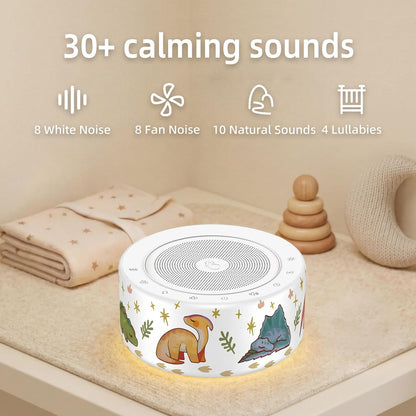 Kipcush White Noise Machine for Baby & Adults, 30 Soothing Sounds, Soft Non-Glare Nursery Lamp, 8 Color Night Lights, Memory Function (Angel V1 White, Standard)