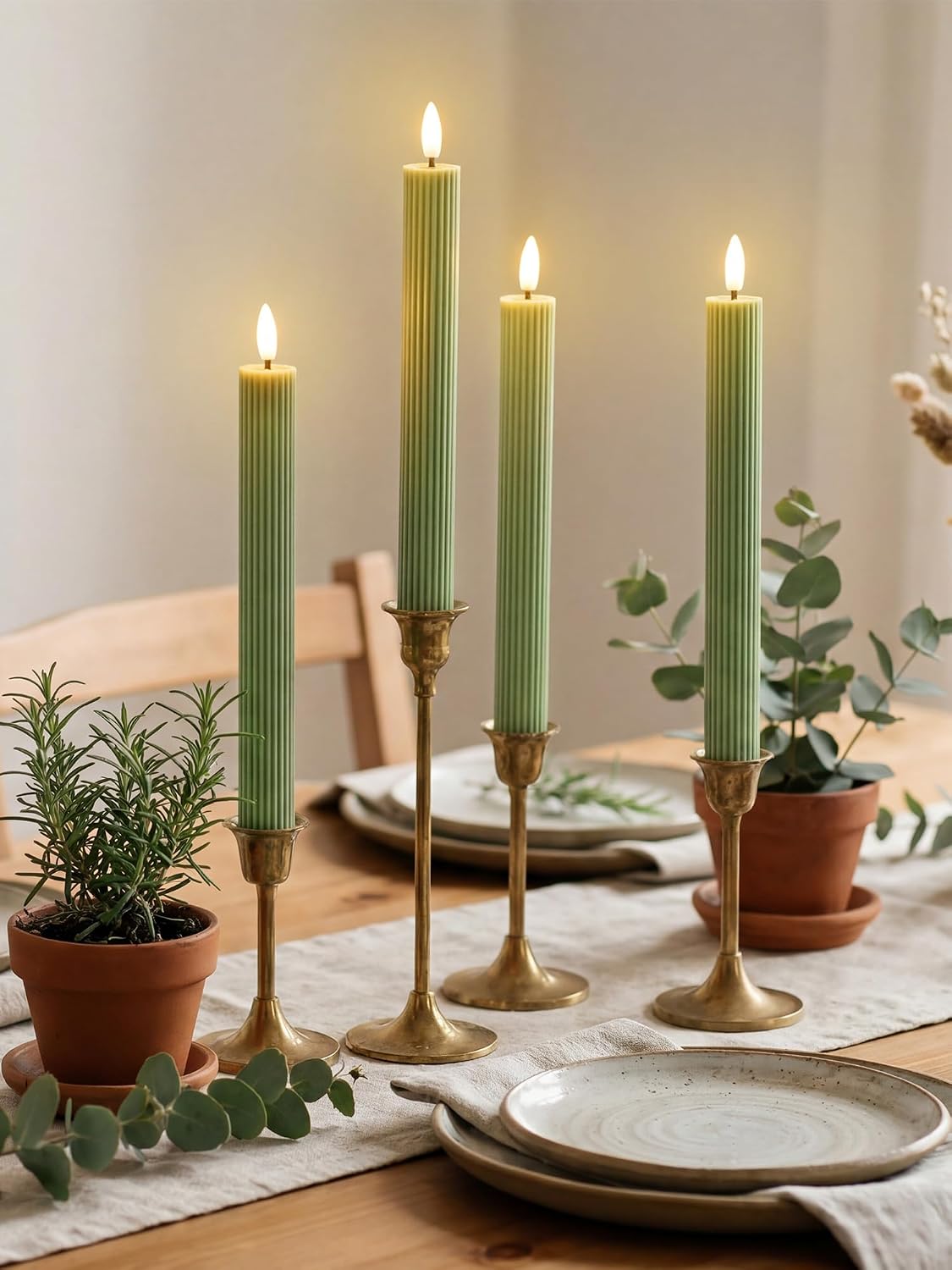 Treela 24 Pcs Flameless Taper Candles Battery Operated Bulk Fake Candles Light LED Candle Sticks Flickering Tapered for Easter Wedding Anniversary Decoration(Basic,11 Inch,Ivory)