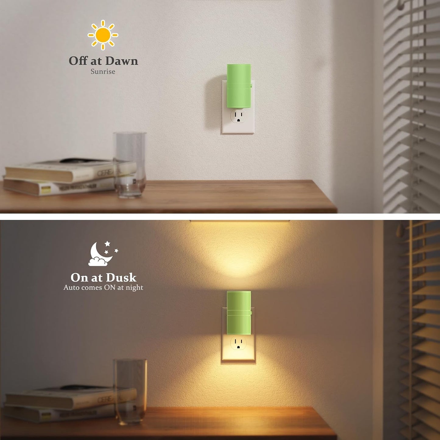 Amber Night Lights Plug into Wall, Dimmable Night Light Plug in, Modern Night Lights Auto On/Off, Amber Night Light 2000K, 0-100LM Adjustable Brightness Nightlight for Hallway Bedroom, 2 Pack