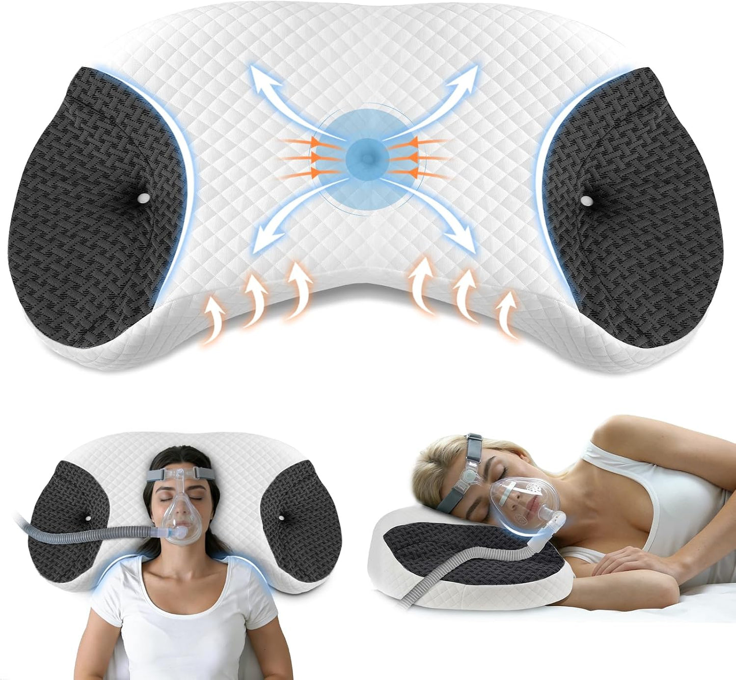 Contour Memory Foam CPAP Pillow for Side & Back Sleepers, Grey