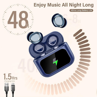 Sleep Earbuds Bluetooth 5.4 in Ear Touch Screen Sleep Headphones, Small Design Mini Sleep Earbuds for Side Sleepers with Sleep Mode, 48H Playtime Sleep Earphones Clear Calls, Raven Black