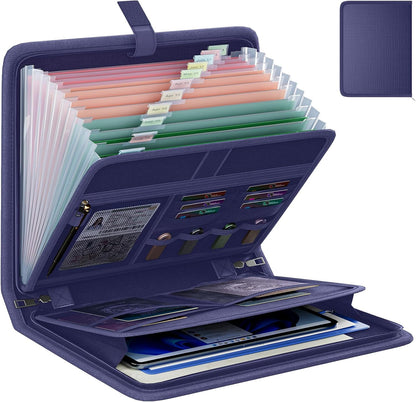 Fireproof Accordion File Organizer, Expanding File Folder with 13 Pockets