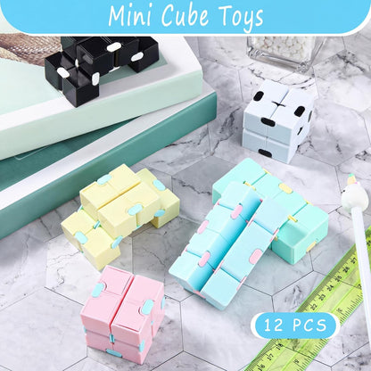 12 Pieces Mini Cube Blocks Desk Toy Magic Sensory Tool Blocks Puzzle Flip Cube for Teens Adults Birthday Favors