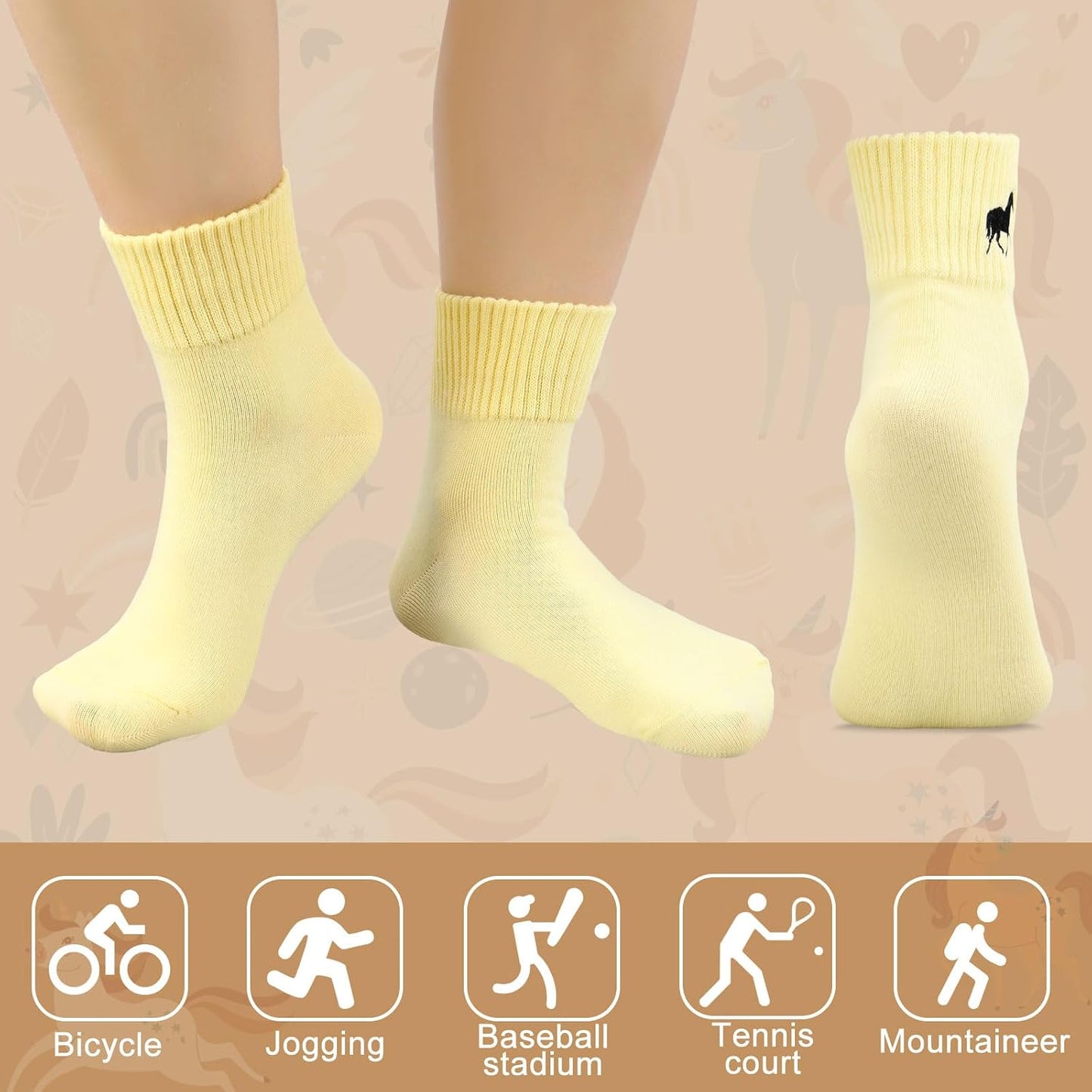 Eurzom 10 Pairs Socks Womens Crew Elastic Ankle Length Cotton Socks Aesthetic Cute Lightweight Low Cut Gifts for Women - Colors A