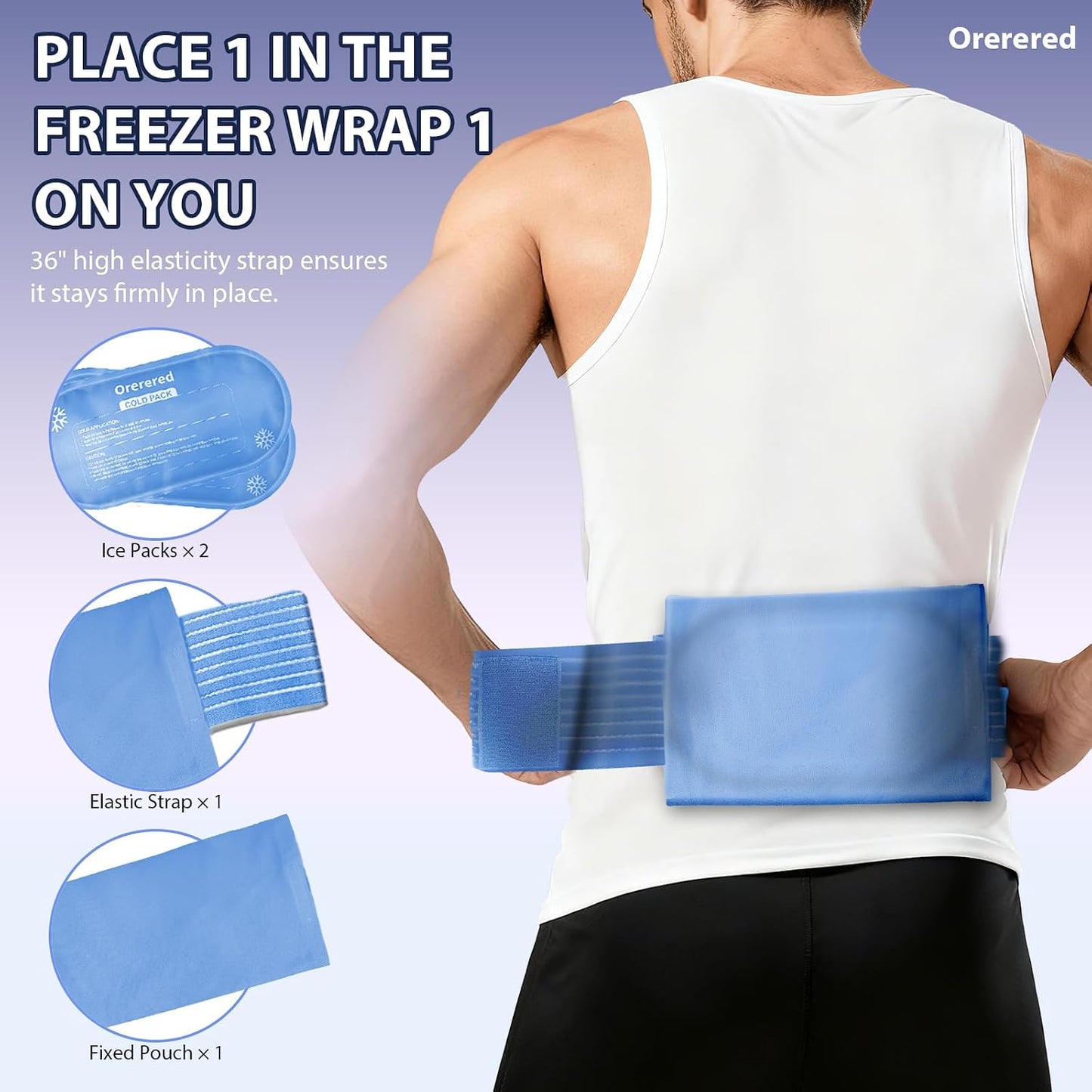 Reusable Cold Ice Packs for Injuries, 3-Piece Set Cold Gel Ice Wrap for Injury Recovery, Alleviate Joint and Muscle Pain (Knee Ice Wrap-Purple)