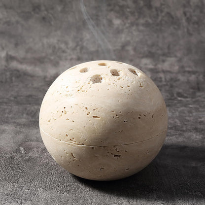 Koville Natural Marble Incense Holder, Incense Holder for Sticks with 9 Holes, Handmade Incense Burner Ash Catcher for Meditation Yoga SPA, Balsam Fir/Palo Santo/Sage/Cone (White)