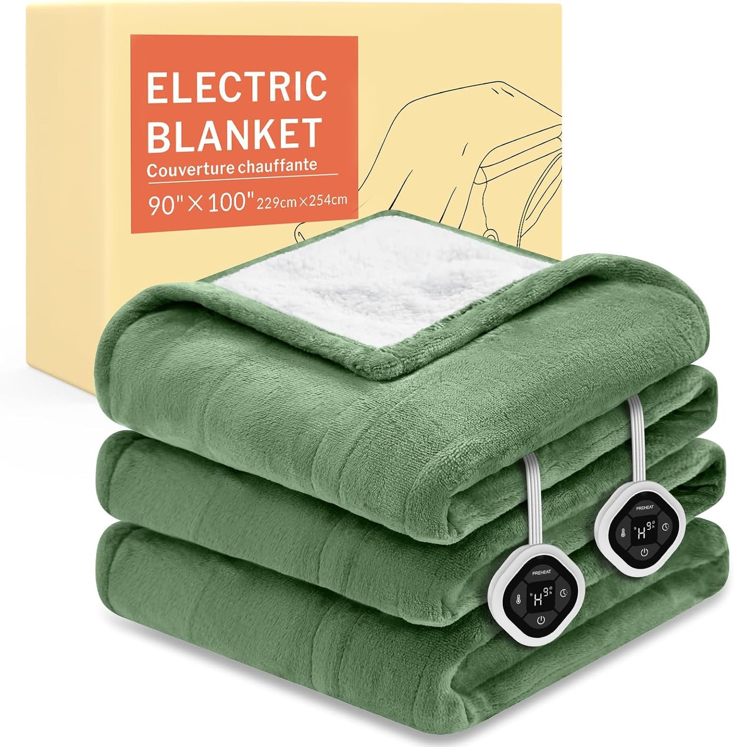 HOMLYNS LuxeHeat Heated Blanket Electric Blanket, Soft Flannel Sherpa Heated Throw, Heating Blanket with 5 Heat Settings, 3 hrs Timer Auto Shut Off (50x60 inches, Purple), Only for 120V Voltage Use