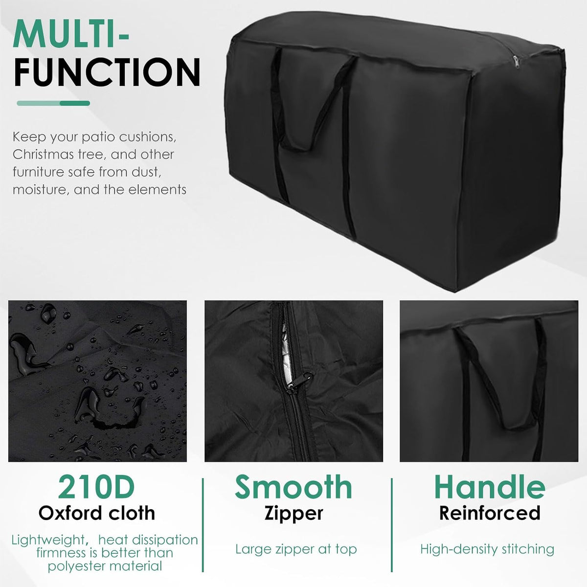 Extra Large Outdoor Cushion Storage Bags 68in Zippered Patio Storage Bag