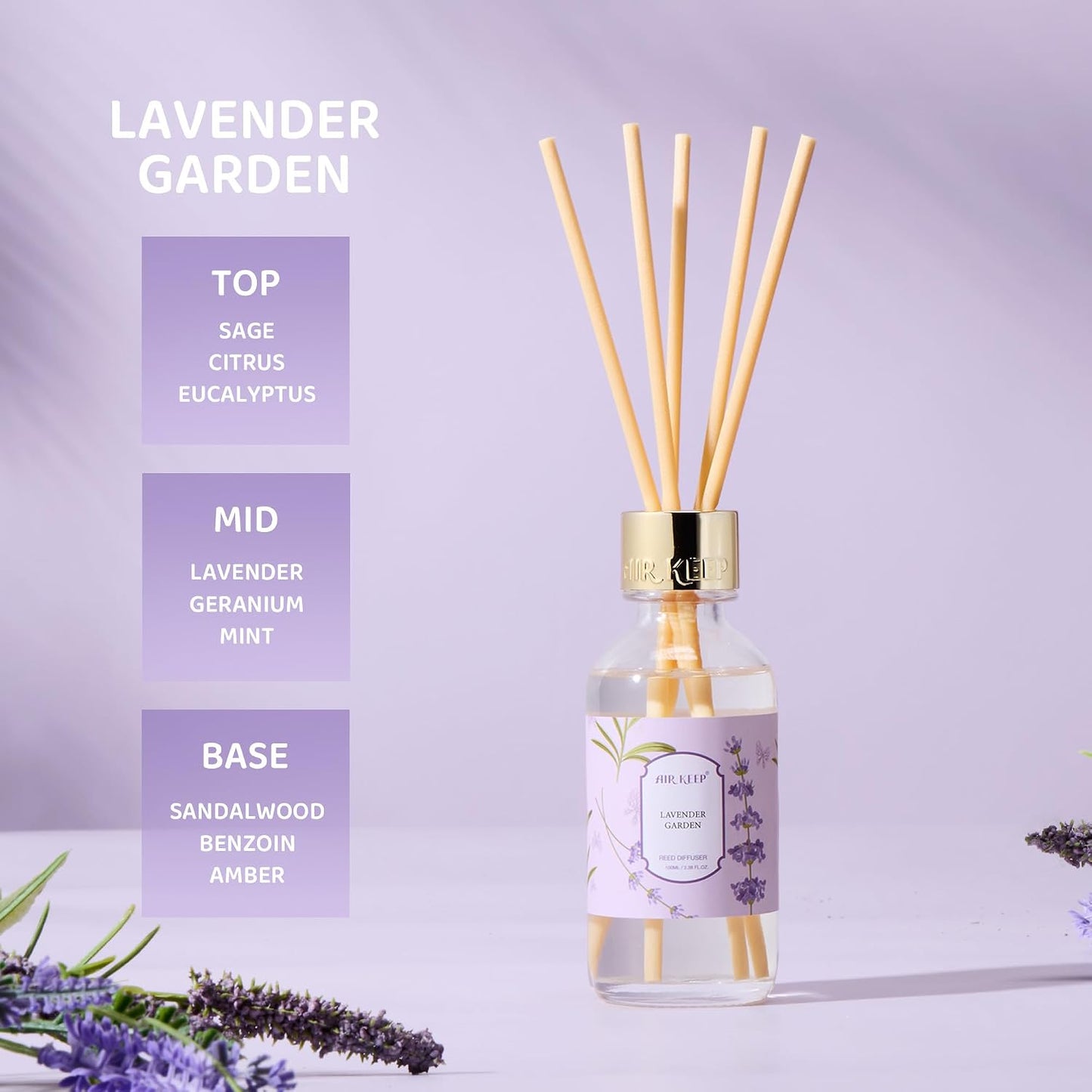 Airkeep Reed Diffuser Oil Set with Reed Sticks,Citrus Aromatherapy Oil Scent Diffuser for Home Office Bathroom Decoration Perfume and Gifts 3.38oz/100ml