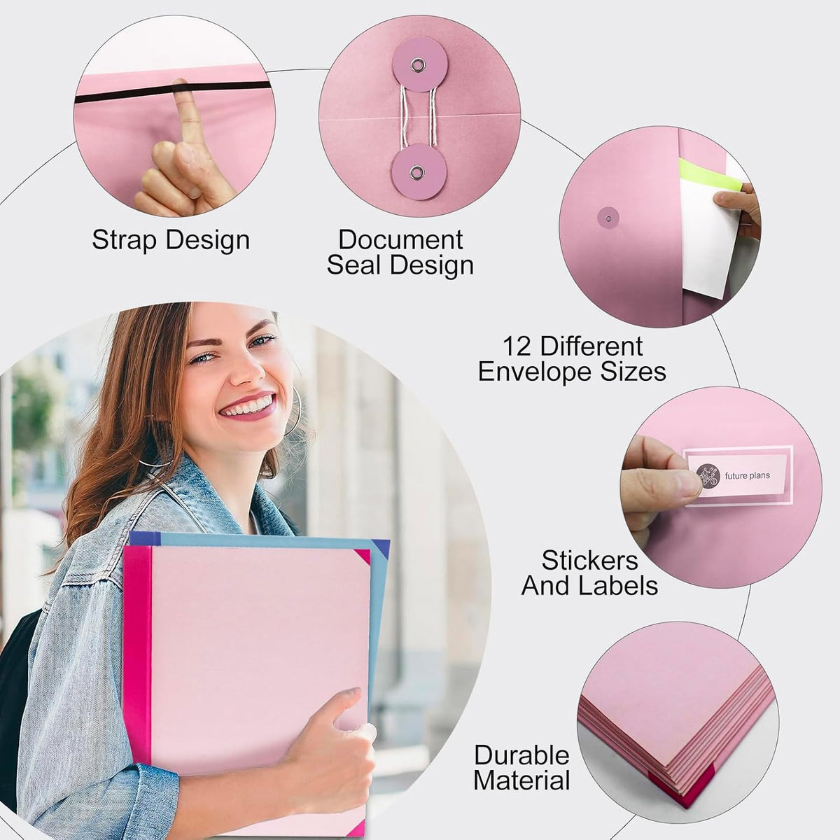 Document Organizer,File Organizer for Paper,Important Documents for Office and School,in Case I Go Missing Binder(Pink,2In Thick)