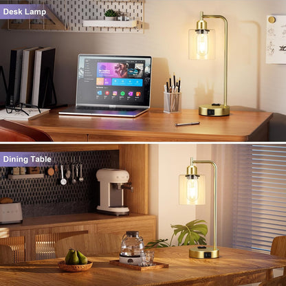 Industrial Touch Lamps for Nightstand Set of 2, 3-Way Dimmable Bedside Lamp