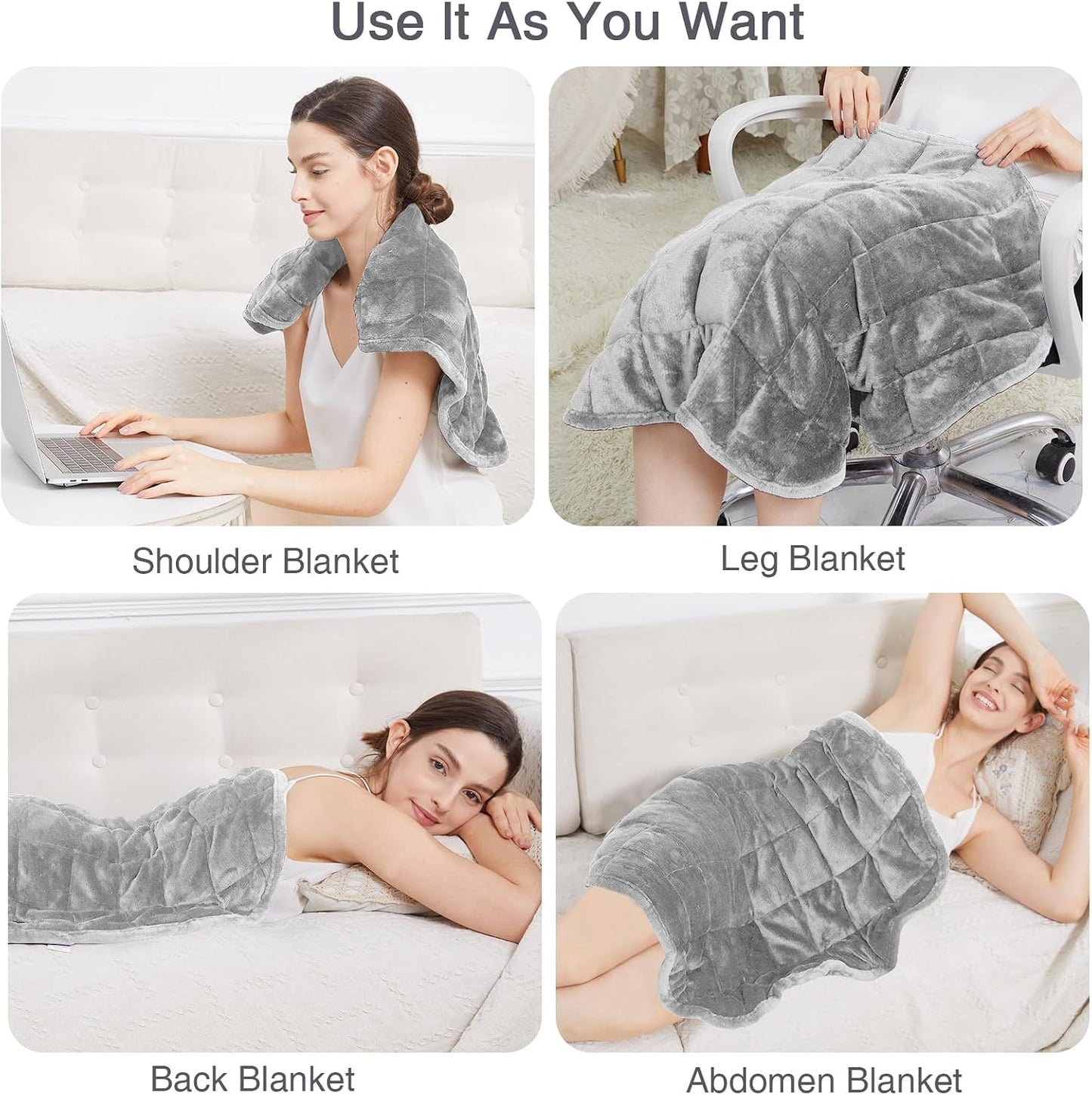 Alomidds Weighted Lap Blanket 7lbs, Cozy Breathable Flannel Weighted Lap Pad for Adults, Small Weighted Blanket for Travel, Couch, Green, 29" x 24"
