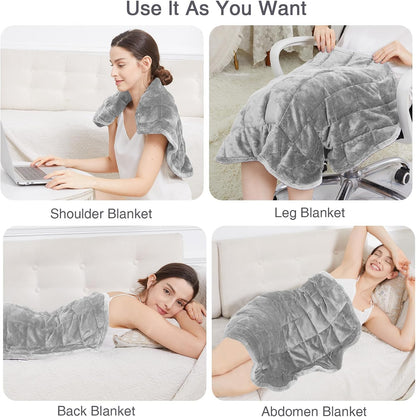 Alomidds Weighted Lap Blanket 7lbs, Cozy Breathable Flannel Weighted Lap Pad for Adults, Small Weighted Blanket for Travel, Couch, Green, 29" x 24"