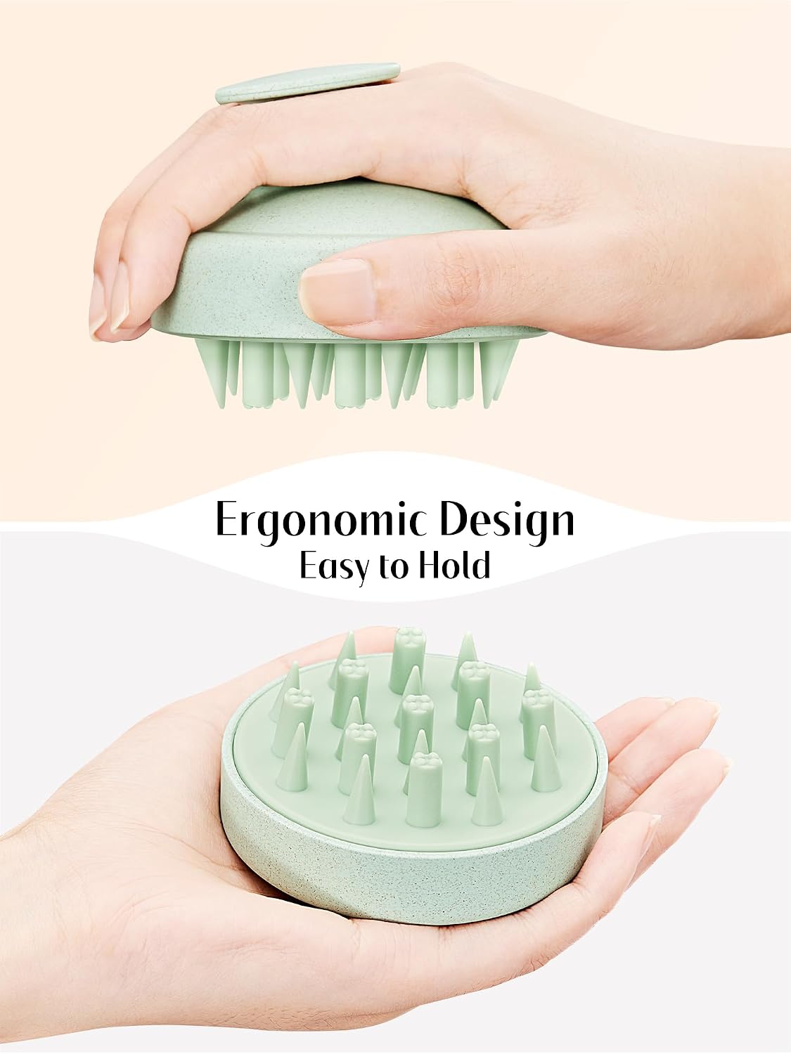 HEETA Hair Scalp Massager for Hair Growth, Shampoo Brush, Scalp Scrubber Exfoliator with Soft Silicone Bristles for Dandruff Removal to Relieve Stress, Wet Dry Use Updated Material, Beige