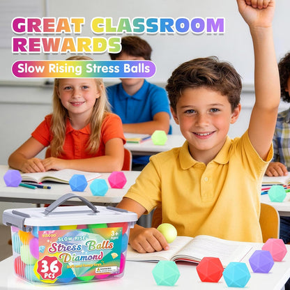 12 Pack Slow Rising Stress Ball,Stress Balls for Kids Adults,Stretchy Fidget Toys for Stress Relief,Hand Therapy Sensory Squishy Ball, Squishy Toys for Kids, Classroom Prize Box Party Favors