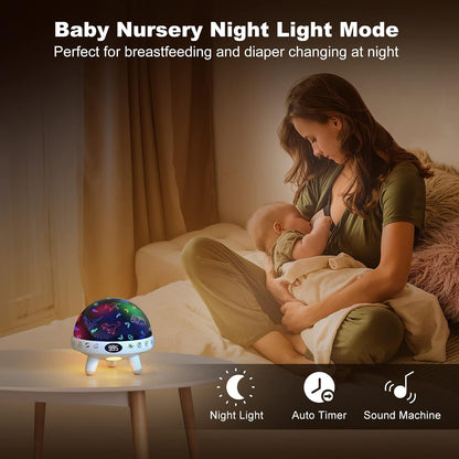 YACHANCE Kids Sound Machine with Night Light Projector,29 Soothing Sounds Baby Night Light Star Projector for Kids Room,White Noise Machine for Baby Sleeping Soother,Nursery Lamp,Bedroom Decor