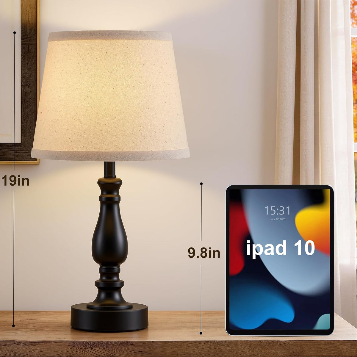 EJIAXIN Lamps for Bedrooms Set of 2, Brushed Nickel Bedside Lamps with USB C+A Ports,Dimmable Nightstand Lamps with Fabric Lampshade, Touch Table Lamp for Living Room Bedroom Office, Bulbs Included