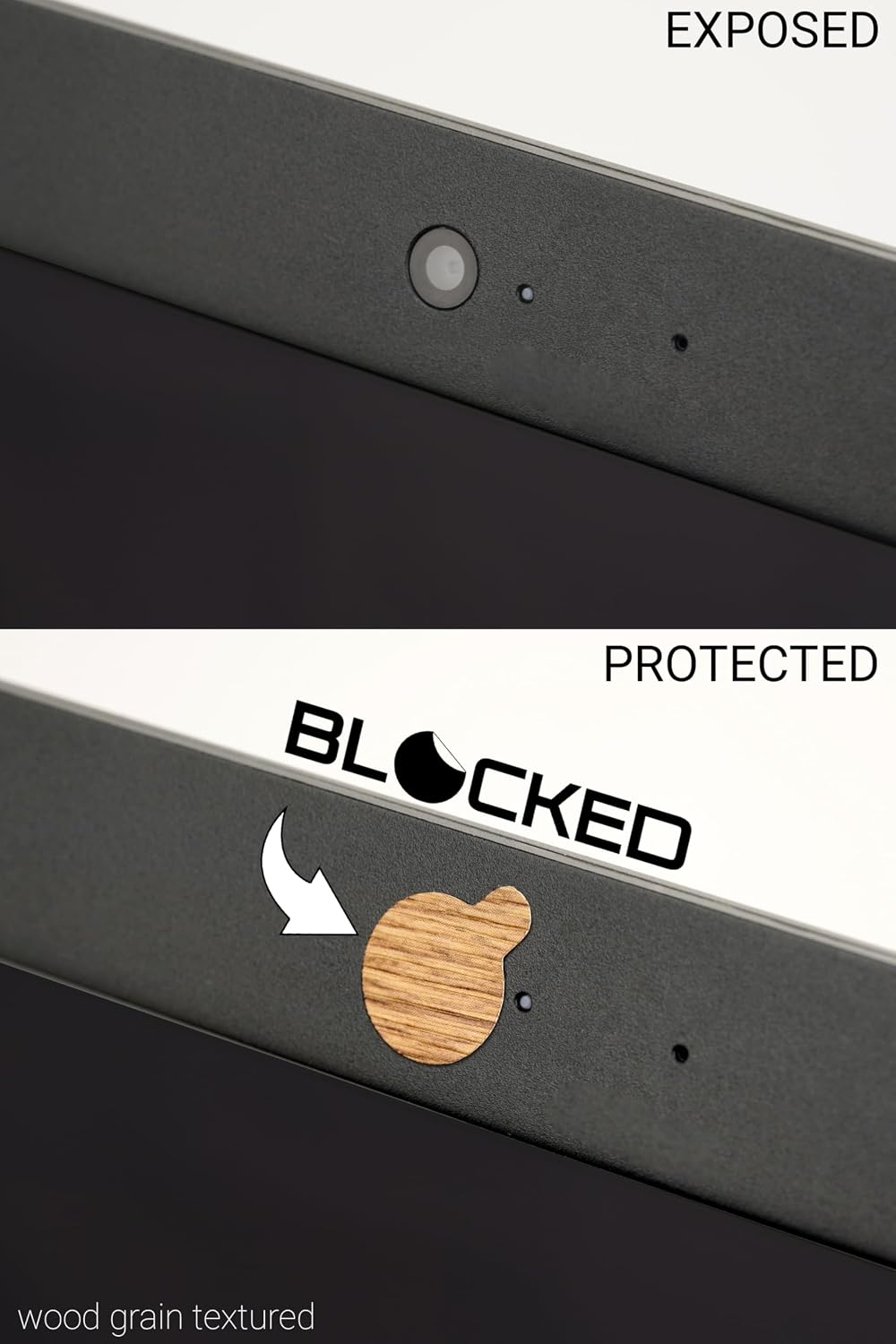 Blocked Original Vinyl Webcam Cover Stickers | Restickable & Stackable Privacy Covers | for All Camera-endable Devices | 3-Sizes | 57 Black Tabbed (Muted Matte)
