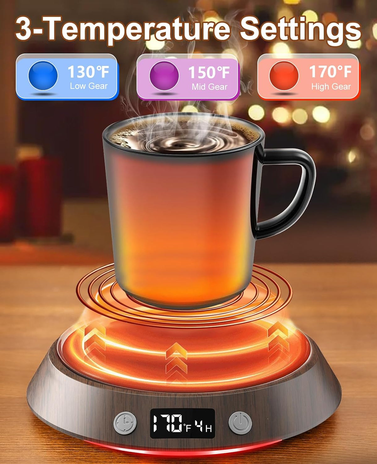 Kepwam Mug Warmer for Desk, Coffee Warmer with 3 Temp Settings & 2-9H Timer