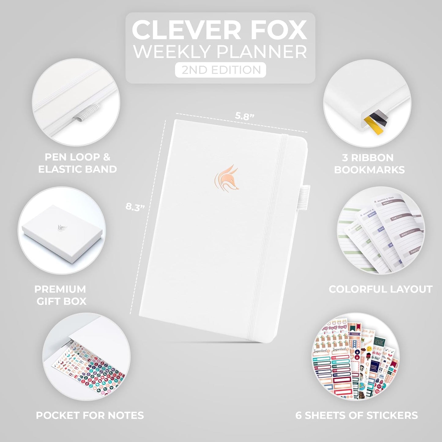 Clever Fox Planner 2nd Edition – Colorful Weekly & Monthly Goal Planner, Time Management & Productivity Organizer, Undated, A5 (Dark Teal)